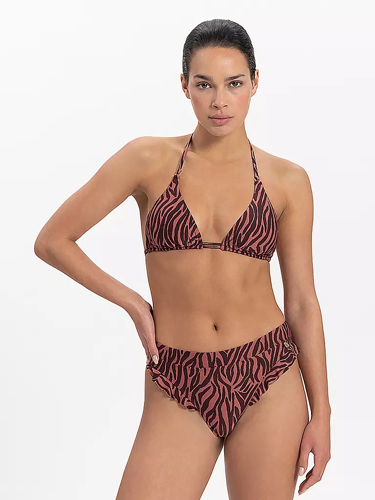 Beachlife Damen Bikinioberteil Triangel Black Zebra Dunkelrot